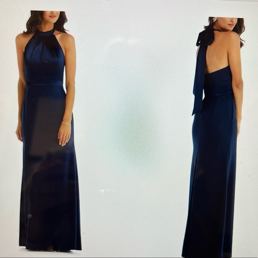 After Six dress - Halter Charmeuse & Crepe Gown - Size 2 - color Midnight